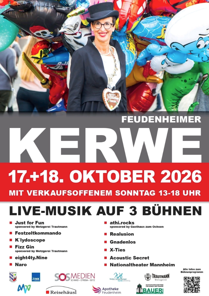 Plakat zur Feudenheimer Kerwe am 17. und 18. Oktober 2026